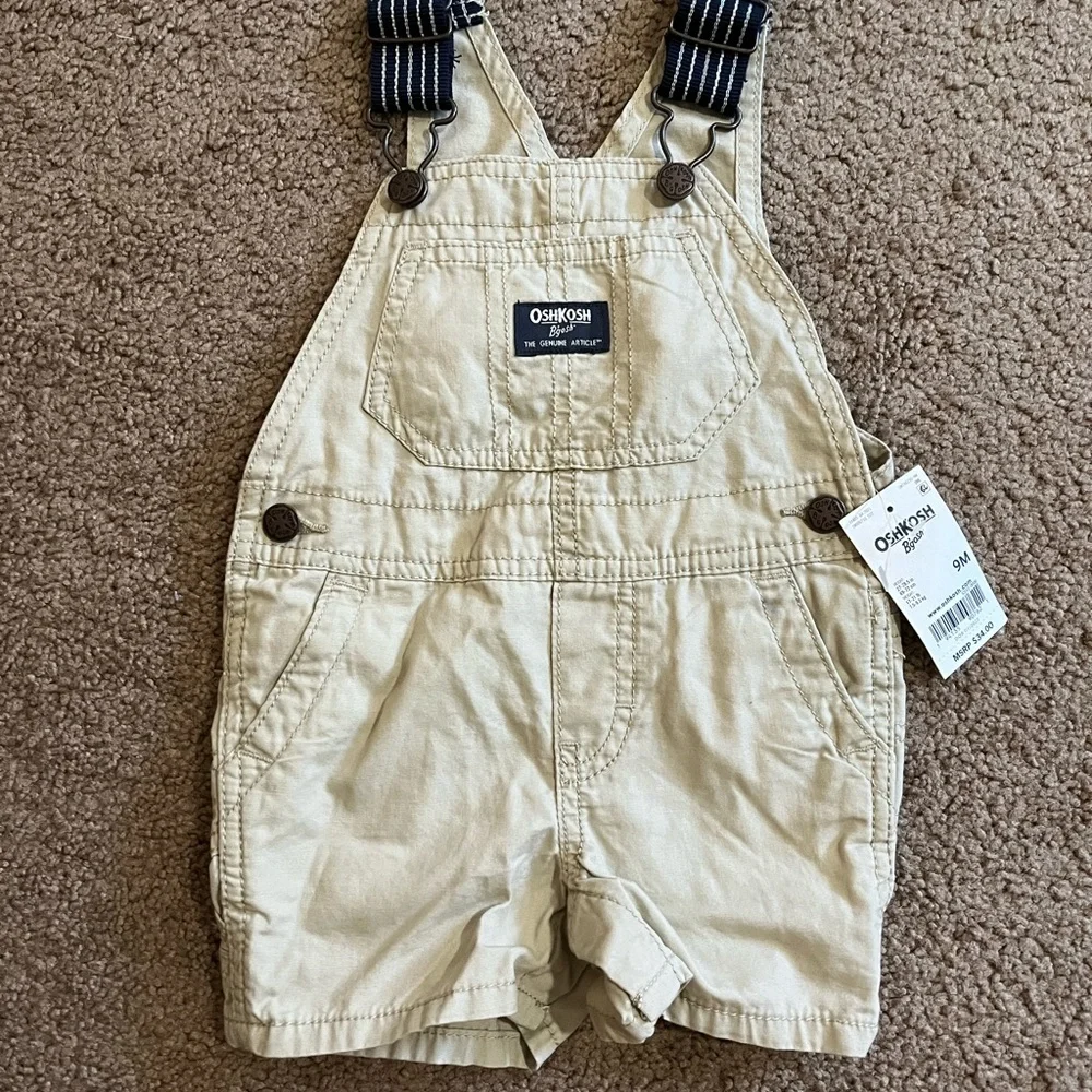 New Oshkosh Bgosh Baby Canvas Webstrap Shortall Size 9 months